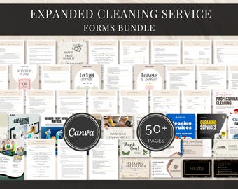 Cleaning Business Bundle - Editable Cleaning Service Forms, Cleaning Service Agreement, Intake Form, Flyers, Business Cards and Checklists