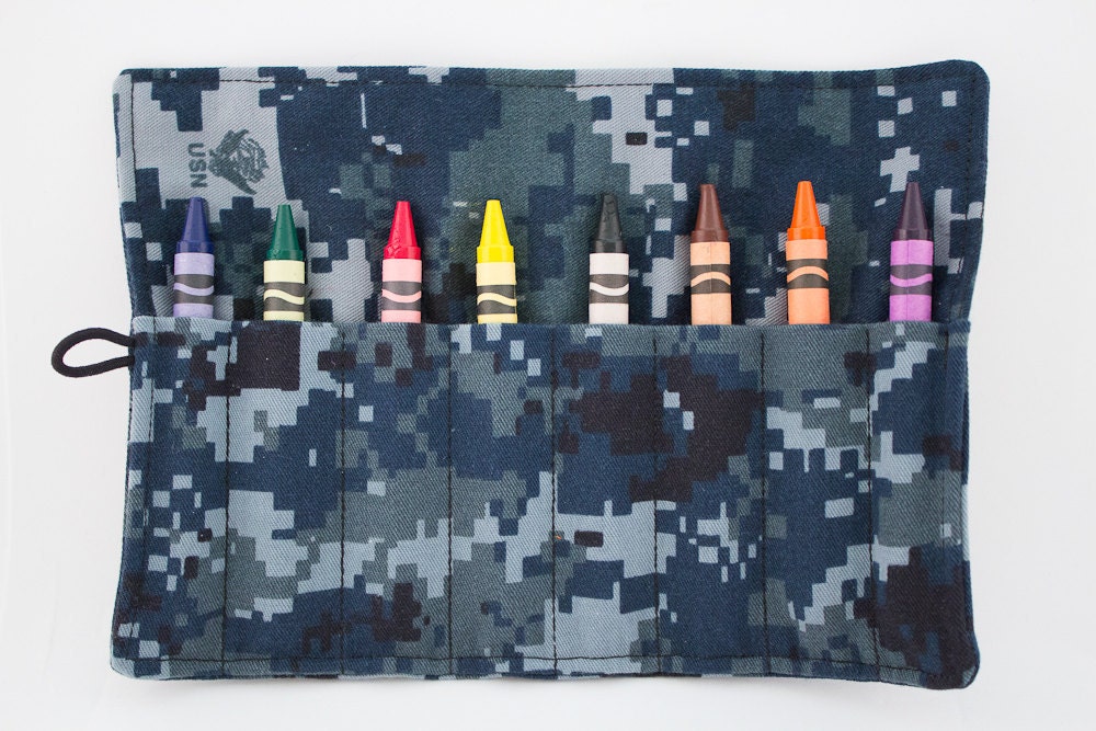 Military Uniform Crayon Roll Includes New 8 Pack of Crayons Etsy