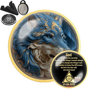 Storm Wolf Sobriety Coin | Personalized AA NA Recovery Gift | Sober Milestone Chip | Wild Spirit Wolf | Strength Sobriety Medal