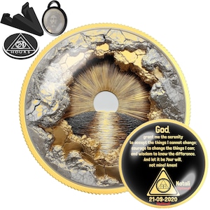 Wave Sea Sobriety Coin | Personalized AA NA Recovery Gift | Sober Anniversary Chip | Ocean Waves Medallion Keepsake Token Gift