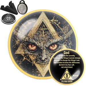 BestSeller Demon Skull Sobriety Coin for AA NA Recovery | Clean Time Milestone Medallion | Sober Anniversary Gift for Sponsor Sponsee