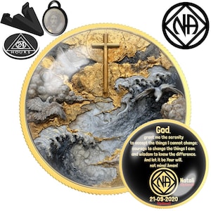 Cruz de moneda de sobriedad de Narcóticos Anónimos / Medallón de NA con oración de la serenidad