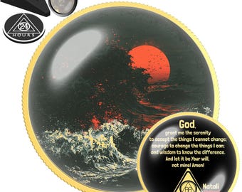 Black Ocean Sobriety Coin | Personalized Sober Anniversary Gift | AA Medallion with Name | Custom Clean Date Medallion