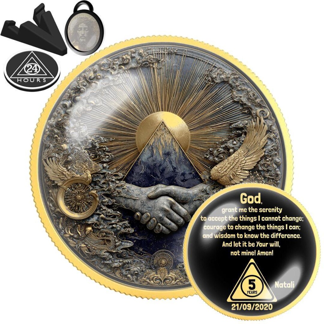 AA Pyramide Recovery Chip | Sobriety Coin | Serenity Prayer Medallion ...