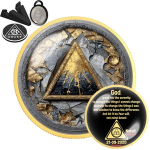 Sobriety Coin | AA Triangle Wolf Design | Personalized AA NA Recovery Gift | Milestone Keepsake