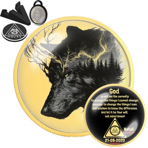 Wolf Sobriety Coin | Personalized AA NA Recovery Gift | Sober Anniversary Chip | Wild Spirit | Forest Wolf Strength Medallion Gift