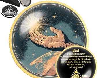 Hand of Creation Sobriety Coin | AA NA Recovery Milestone Gift | Sober Anniversary Chip | Custom Sober Date Medallion