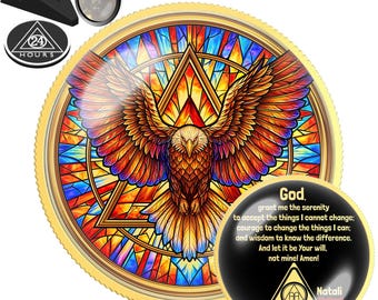 Eagle Wings Sobriety Coin | AA NA Recovery Milestone Gift | Sobriety Chip Keepsake | Custom Sober Date Medallion