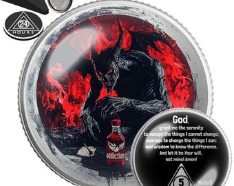 Moneda de sobriedad del Guerrero Demonio / Ficha de recuperación de la Batalla Sobria AA NA / Ficha personalizada de aniversario de sobriedad / Recuerdo de superación de la adicción