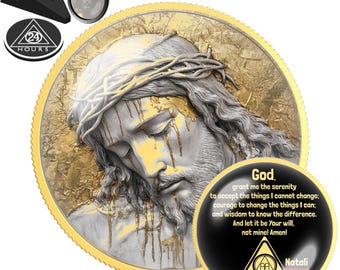 Suffering Christ Sobriety Coin | Man of Sorrows Recovery Gift | AA NA Milestone Medallion | Christian Sober Anniversary Keepsake