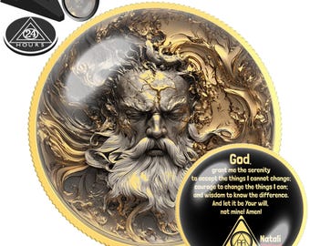 God of My Understanding Sobriety Coin | Gold and Stone Face Design | Personalized AA NA Recovery Medallion | Third Step Gift