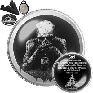 BestSeller Demon Skull Sobriety Coin for AA NA Recovery | Clean Time Milestone Medallion | Sober Anniversary Gift for Sponsor Sponsee