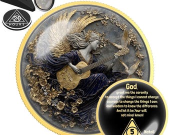 Angel Sobriety Coin | One Day at a Time AA Medallion Recovery Token | Personalized Sober Anniversary Chip | Spiritual Healing Keepsake