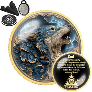 Storm Wolf Sobriety Coin | Personalized AA NA Recovery Medallion | Sober Anniversary Chip | Storm Strength One Day at a Time Token