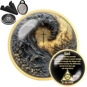 Moeda da Sobriedade com a Cruz Cristã | Medalhão de Recuperação AA/NA | Presente Personalizado de Aniversário de Sobriedade | Lembrança Simbólica de Fé e Recuperação