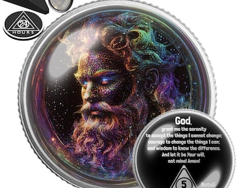 AA NA Sobriety Coin | Cosmic Sage Recovery Token | Personalized Milestone Gift