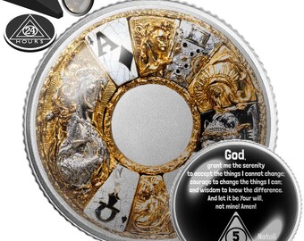 Gamblers Anonymous Recovery Coin | 12 Step Sobriety Medallion | Gambling Addiction Recovery Chip | Sober Anniversary Keepsake Gift