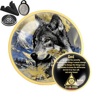 Wolf Sobriety Coin | AA NA Recovery Gift | Sober Milestone Chip | Wolf Spirit Medallion | Personalized Wild Wolf Recovery Gift