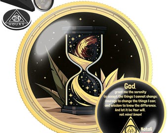 Hourglass of Stars Coin | Personalized AA NA Recovery Gift | Sobriety Chip Keepsake | Custom Sober Date Medallion