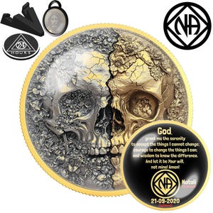 Narcotics Anonymous NA Sobriety Coin | Skull Medallion | One Day at a Time Token