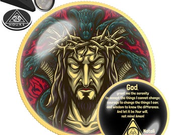 Thorns and Serpents Coin | Personalized AA NA Recovery Gift | Sober Anniversary Chip | Custom Clean Date Medallion