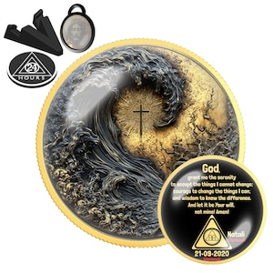 Custom AA Coin with Cross | Sobriety Medallion | Sober Recovery Chip