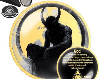 AA Sobriety Coin Inner Demon | Recovery Chip | Clean and Sober Token