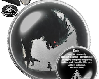 AA Medallion Demon Sobriety Coin | One Day at a Time Recovery Token | Personalized Sober Anniversary Chip | Inner Demon Battle Gift