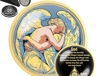 Protective Embrace Guardian Angel Sobriety Coin | AA NA Recovery Milestone Gift | Custom Sobriety Chip | Personalized Sober Date Medallion
