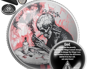 Bold Dark Skull Sobriety Coin | Personalized AA NA Recovery Gift | Sober Anniversary Chip | Skull Recovery Token Keepsake Medallion