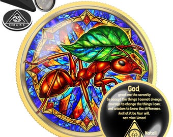 Ant and Leaf Sobriety Coin | Personalized AA NA Recovery Gift | Sober Milestone Token | Custom Sober Date Medallion