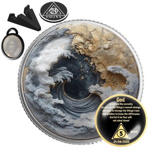 Sobriety Coin with Wave Design for AA NA Recovery | Sober Anniversary Token Gift | 1 2 5 Year Milestone Chip for Sponsor Sponsee