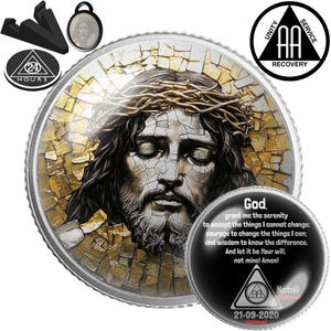 Jesus Recovery Coin, Gold Silver Christian Milestone Token, AA Sober Chip