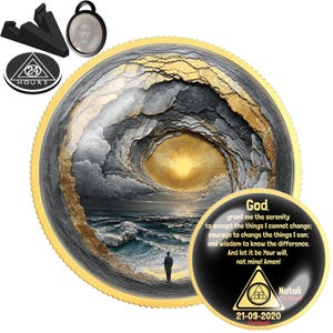 Sun Sea AA Sobriety Coin | Serenity Prayer Recovery Token, One Day at a Time