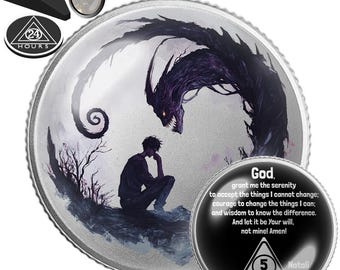 Moneda de sobriedad Demon / Medallón de recuperación de AA/NA / Regalo de agradecimiento para patrocinadores / Ficha personalizada de aniversario de sobriedad / Ficha de batalla contra la adicción
