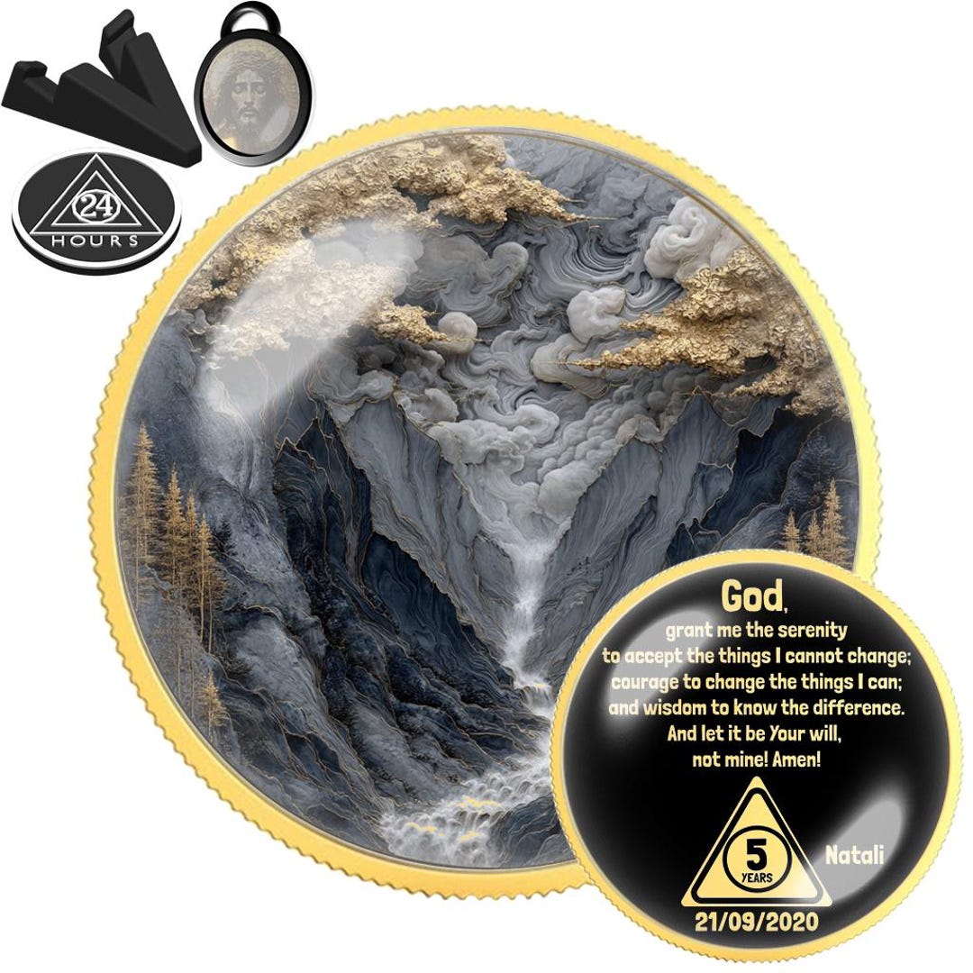 Pièce Sobriety Vagues bleues | Médaillon des Alcooliques anonymes ...