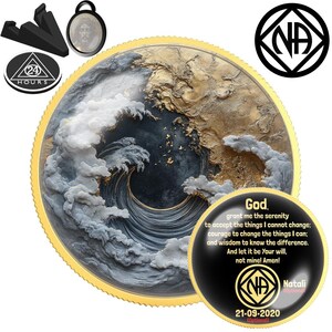Moneda de sobriedad de NA, olas del océano / Medallón de Narcóticos Anónimos / Símbolo de oración de la serenidad