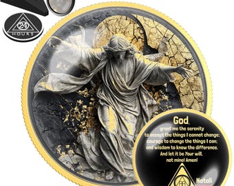 Soberheidsmunt | Laat los en laat God ontwerpen | Gepersonaliseerd AA NA-herstelcadeau | Mijlpaal: