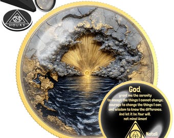 Sun Sea Waves Nuchterheidsmunt | Gepersonaliseerd AA/NA Herstelcadeau | Nuchterheidsjubileumchip | Kustsereniteit