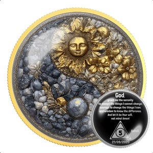 Waves and Sunrise Sobriety Coin | AA NA Recovery Medallion | Clean Time Milestone Gift for Sponsor Sponsee | Sober Anniversary Token