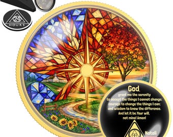 Patchwork Seasons Coin | Personalized AA NA Recovery Gift | Sobriety Chip Keepsake | Custom Sober Date Medallion