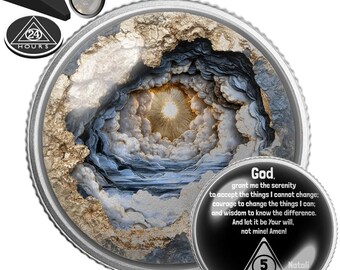 Serenity Prayer Sobriety Coin | Sun and Sea Recovery Token | One Day at a Time