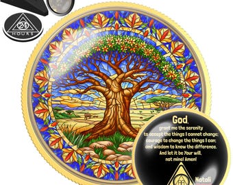 Baobab Tree Sobriety Coin | Personalized AA NA Recovery Gift | Sober Anniversary Chip | Custom Sober Date Medallion