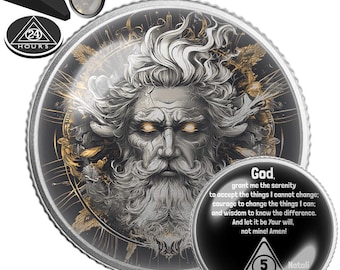 God Schepper Nuchterheidsmunt | Gepersonaliseerde AA/NA Hersteltoken | Cadeau voor Nuchterheidsjubileum | Geloofsmijlpaal Herinneringsmedaille