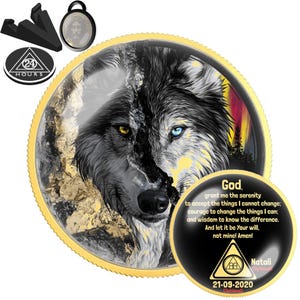 Wolf Sobriety Coin | Personalized AA NA Recovery Gift | Sober Anniversary Chip | One Day at a Time | Wolf Spirit Strength Medallion