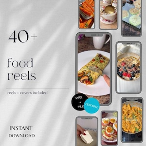40+ Nutrition Reels, Instagram Stock Videos, Health Coach Content, Social Media, PLR, MRR,Done For You Video Reels, Editable Canva Templates