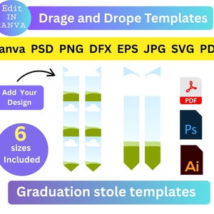 Graduation Stole Template Canva Editable Graduation Stole Template Sublimation Graduation Stole PNG Blank Template Graduation Stole SVG PDF
