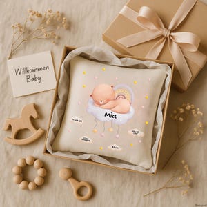 Almofada de nascimento personalizada | Almofada de bebê com nome e data de nascimento | Presente para menino e menina