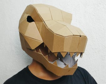 T-Rex Helmet Cardboard Template with Video Tutorial – Printable DIY Pattern for Costume, Cosplay, and Craft Projects