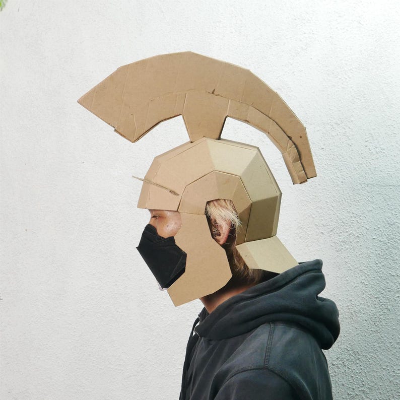 Roman Helmet Cardboard Template with Video Tutorial – Printable DIY Pattern for Costume, Cosplay, and Craft Projects image 2